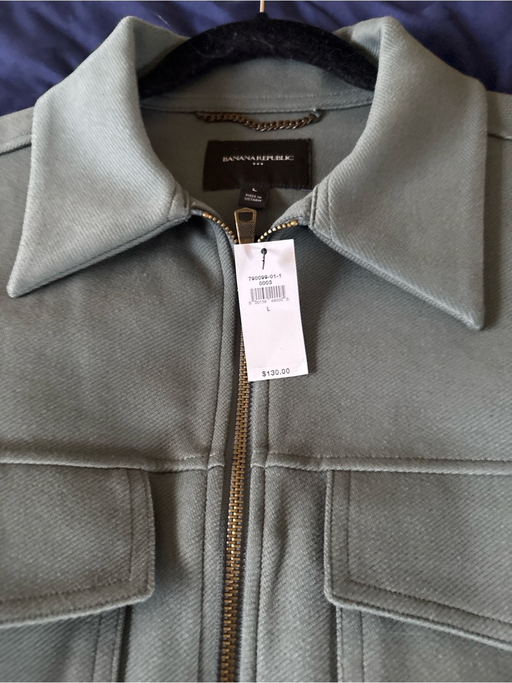 Banana Republic Factory Knit Twill Cropped Jacket in Slate Green